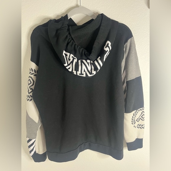 PINK Victoria’s Secret 🐶 Colorblock Hoodie 🖤 Gray White Pullover – XS - Picture 4 of 5